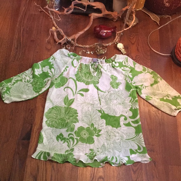 Ann Taylor Tops - Ann Taylor Petite Floral Sheer Blouse